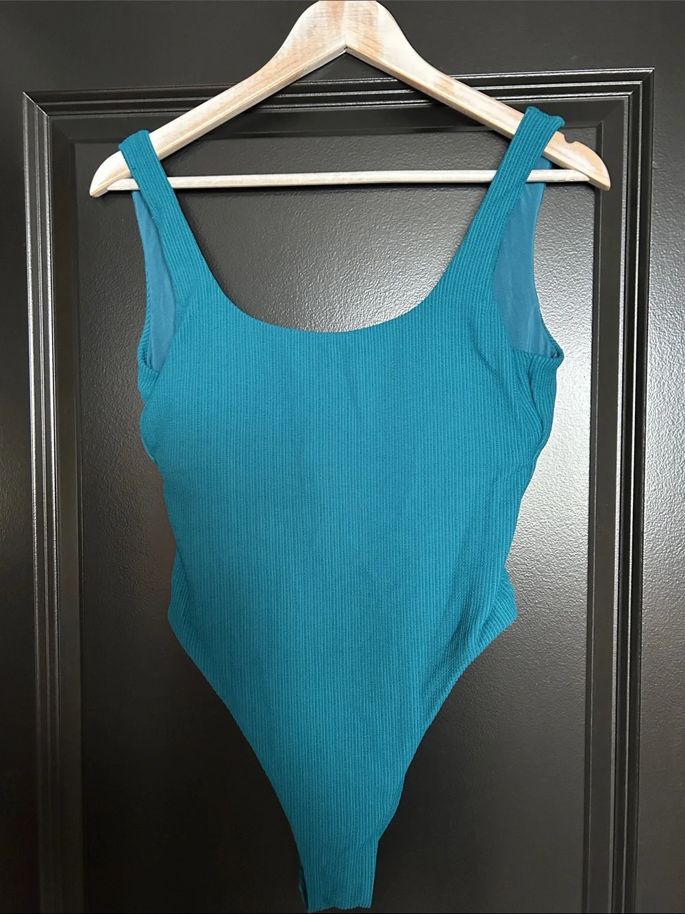 Vitamin A Ribbed One-Piece Swimsuit in Teal Large - Picture 1 of 4